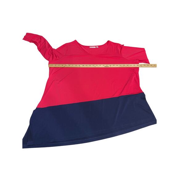 Susan Graver Tunic Top Liquid Knit Color Block Asymmetrical 2XL stretch Party - Picture 7 of 9